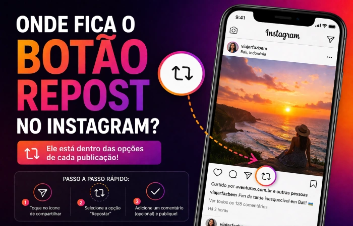 Onde fica o botão repost no Instagram