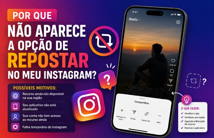 Por que não aparece a opção de repostar no meu Instagram